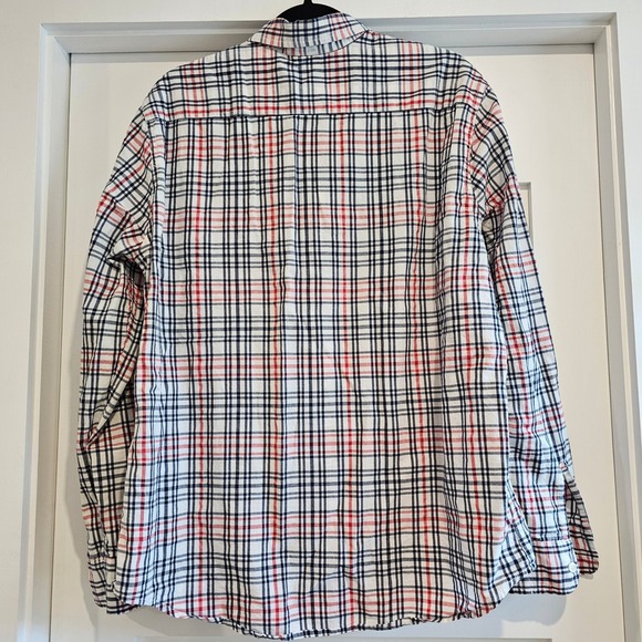 Levi's XL Mens Button Down Shirt Long‎ Sleeve Plaid Checkered White Red Blue - Picture 2 of 6